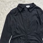 superdown Dress Colette Ruched Shirt Dress Mini Long Sleeve Plunge Neck Black M Photo 5