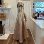 Ricki Freeman for Teri Jon peplum off shoulder gold maxi formal dress Size 16 Photo 10