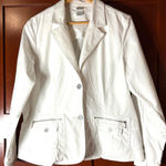 None Women's Y2K White Stretch Blazer With Pockets & Silver Hardware Size 18W Photo 0