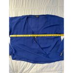 Bebe Blouson Wrap Top Office Career Blue Gold Zipper Blouse Photo 1