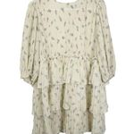 Ganni Size 40/ US Large Floral Print Pleated Georgette Babydoll Mini Dress Photo 3