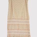 ZARA  Womens Skirt Beige Midi Crochet Straight Tiered Beach Summer Boho Large Photo 1