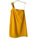 Cuyana  Yellow Seersucker Twisted One Shoulder Dress size medium with pockets Photo 2