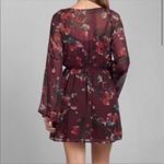 Abercrombie & Fitch Burgundy Bell Sleeve Sheer Mini Dress Photo 2