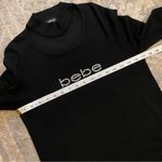 Bebe Black Knit Y2K McBling Rhinestone Logo Choker Keyhole Long Sleeve Sweater Photo 6