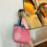 Victoria's Secret VICTORIA’S SECRET Pink Women's White Pink Rose Beach Logo Double Strap Tote Bag Photo 2