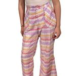 True Vintage 60s 70s Seersucker Plaid High Waisted Wide Leg Bellbottom Pants Pink Size XS Photo 10