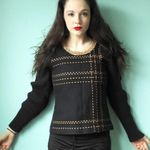 VITAL IMAGE Black Brown Vintage 2000's Plaid Ribbed Knit Sweater Photo 1