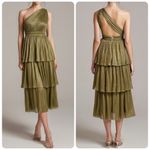 SABINA MUSAYEV Isabello Plisse Midi Dress, Moss Green, Medium Green Photo 1