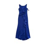 Betsy and Adam NWT  Womens Cobalt‎ Blue Ruffled Slit Sleeveless Boat Neck Gown 10 Photo 1