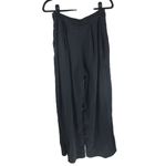 JLux Label Womens Pants High Rise Pleated Pockets Satin Wide Leg Black M Size M Photo 2
