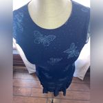My Michelle  Navy Blue Dress With Lace Butterfly Overlay Photo 4