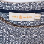 Tory Burch Corinne Stretch Knit Bracelet Length Sleeve Flare Chain Print Dress Photo 1