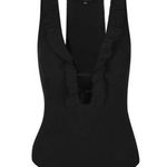 Topshop  Ruffle Plunge Cut Black Bodysuit Photo 0