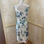 Banana Republic 100% Silk Scoop Neck Blue Green Watercolor Print Dress US 8 Photo 4