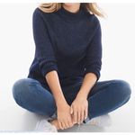 Chico's 0 Mix Foil Melanie Pullover Sweater Womens S 4 Blue Zip Back 3/4 Sleeves Photo 0