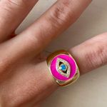 Urban Outfitters NWOT chunky gold evil eye rhinestone ring Photo 3