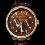 Michael Kors  “Jet Set” Tortoise Shell Gold Diamond Chronograph Watch MK5038 Photo 0