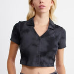 Jordan  collared knit top in smoke gray large Photo 0