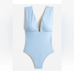 J.Crew  1 Piece Swimsuit Bathing Suit Plunge Neck Plus Sz Misty Blue Sz 22 NWT Photo 2