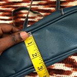 90s Vintage Y2K 2000s Navy Blue rectangular leather shoulder hand bag purse office siren corporate core #gothic #whimsygoth Photo 4