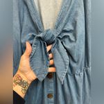 Eloquii Western Boho Blue Denim Chambray Bow Tie Front Dress Women’s Size 14 Photo 4