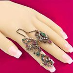 Gorgeous Boho Style Gold Plated Double Finger Adjustable Ring Photo 6