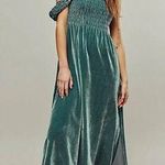 Free People  NWT Camille Velvet Midi Dress size Medium Smocked Sapphire Photo 0