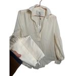 7 For All Mankind Cream White Bubble Sleeve Zip Up Detail Blouse size XS NWT Photo 8