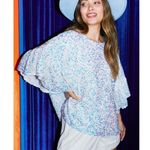 Fantastic Fawn  Pop The Bubbly Sequin Top Blue White Small Photo 2