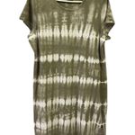 Gap  Cotton Olive Green Tie Dye Short Sleeve Tee Dress Boho Hippie Womens Large Photo 7
