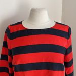 J.Crew Rugby Stripe Top Womens Sz Small Red Black Wide Stripe Boatneck Preppy Photo 2
