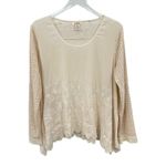 Sundance  embroidered eyelet lace tab sleeve lagenlook blouse tunic top M Photo 0