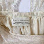 ZARA Collection Ecru 100% Linen Open Lace Back Dress Elastic Waist, Tie Back - S Photo 8