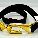 Raina Belt Gold and Black Front Clasp Closure NWT Photo 0