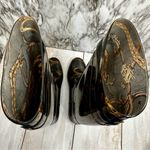 Ralph Lauren Black Gold Chain Horse Tack Pattern Rubber Rain Boots Farmcore Photo 13