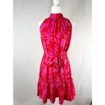 Sam Edelman  High Neck Floral Print  Dress Red Pink Size Small Photo 1