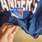 NHL New York Rangers Oversized Acid Wash Raw Hem Crop Tee In Large Extra Large Blue Photo 5