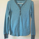 Ocean blue long sleeve ladies Henley shirt small Photo 0