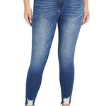 Kancan High Rise Dark Ripped Hem Skinny Jeans in dark sandblast wash size 25 Photo 0