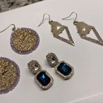 Lot Of 3 Costume Earrings Pierced Gold Tone Dangle Photo 11