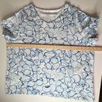 Talbots  Seashell Tee 3X Blue Cotton‎ Blend V-Neck Stretch Coastal Beach Nautical Photo 7