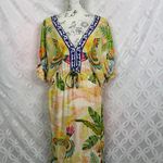Farm Rio Farm Rio Tropical Floral V-Neck Puff-Sleeve Resort Wear Maxi Dress Size S Photo 4