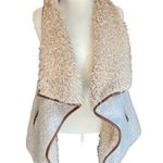 Anthropologie ANTHRO LOVE TREE VEGAN FAUX WATERFALL ASYMMETRICAL LEATHER TRIM VEST S Photo 4