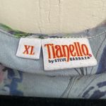 Tianello Washable Silk Blouse Size XL Blue Paisley Tunic 3/4 Sleeves Oversize Photo 5