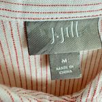 J. Jill 100% Linen Pink White Pinstriped Long Sleeve Collared Button Up Size M Size M Photo 4