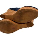 Boston Proper  Navy Blue Leather Pammy Wedge Platform Cork Heels Size 9.5 Photo 7