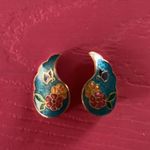 Vtg cloisonné earring multicolor floral Photo 3
