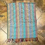 Women’s Multicolor Stripe Fringe Scarf Purple Photo 1