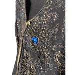 Chico's Womens Embellished Cardigan Size 1 Brown Gold Sequin Silk Paisley Chic Photo 4